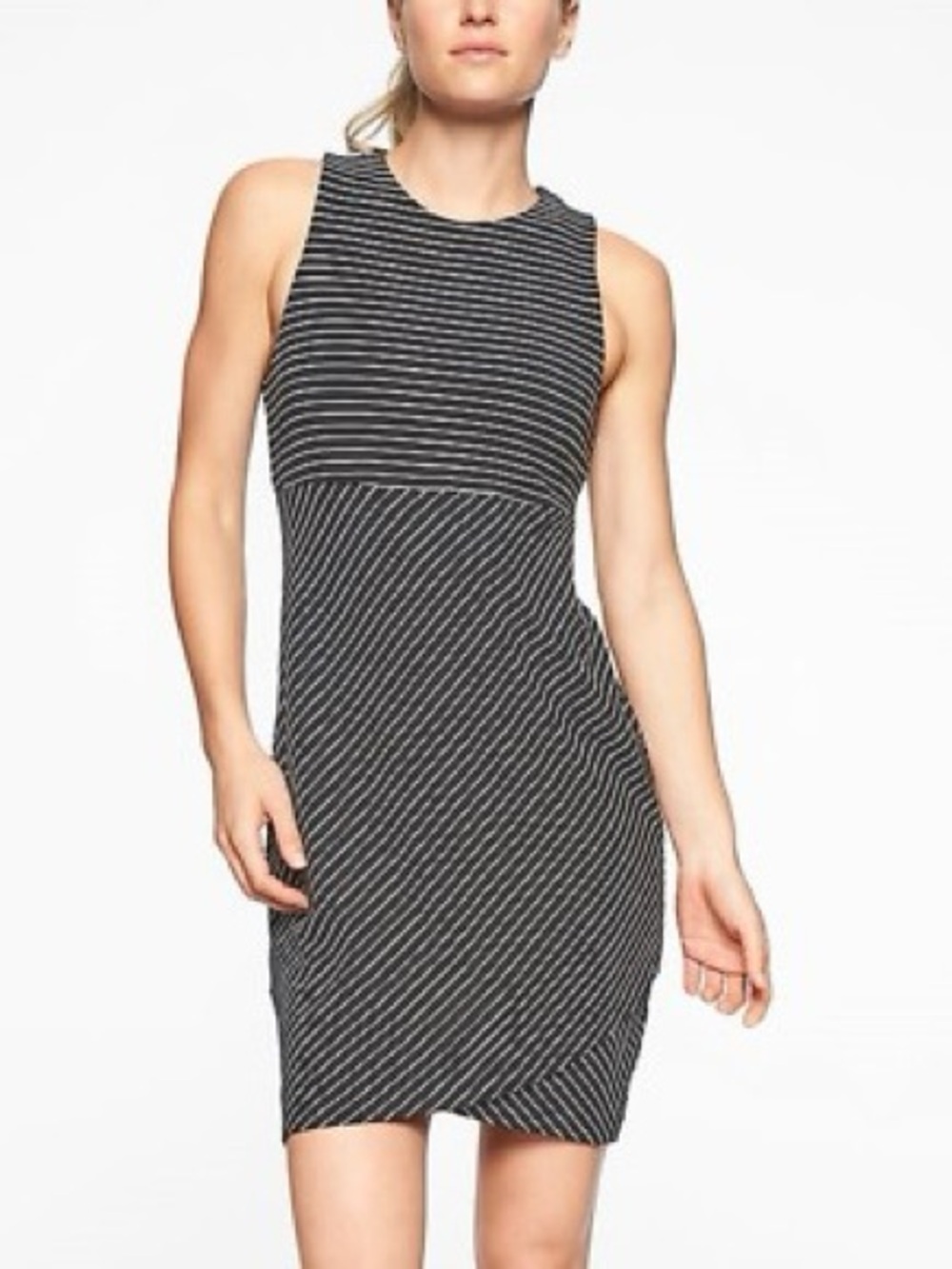 Athleta La Palma Sleeveless Black & White Striped Sheath Dress size XS